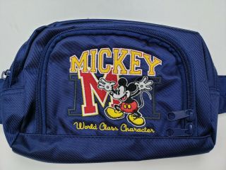 Walt Disney World Mickey Mouse Blue Fanny Pack Vintage Embroidered B19 One Size