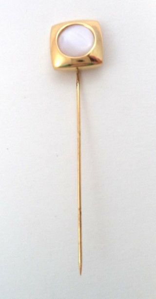 Vintage Signed Givenchy Paris York 1977 Faux Mother Of Pearl Stone Stick Pin