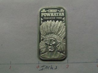 Chief Powhatan Tribe Indian 1975 Vintage 999 Silver Bar Coin Rare