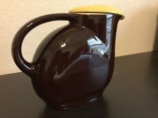 Vintage Unmarked? HALL WESTINGHOUSE?Refrigerator Water Pitcher Brown/Yellow 3