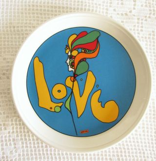 Vintage Peter Max 10 Inch Blue " Love " Dinner Plate By Iroquois China
