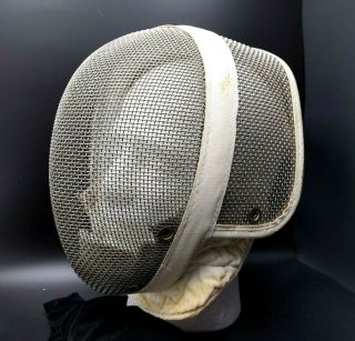 Vintage Unbranded Fencing Face Guard Saber Mask Helmet Bib Tongue Metal Mesh
