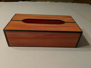 Vintage Lead And Stained Glass Tissue Box Cover Orange Vg