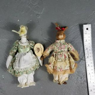 Vtg Porcelain Collector Dolls House Of Global Art Victorian Duck & Rabbit Spring