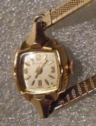 Vintage Lady Bulova Yellow Gold Plated Mechanical Wristwatch Running