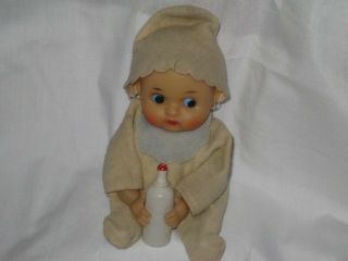 Vintage Modern Toys Japan Wind - Up Baby Girl Doll With Bottle