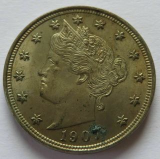 1907 Liberty Nickel - Au Details,  Vintage 5 Cents 5c Coin (161859j)