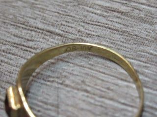 Vintage 10k Yellow Gold Jewelry Children ' s Baby Ring Red Faceted Stone 2