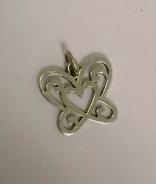 Vintage Sterling Silver James Avery Cut Out Butterfly W/ Heart Pendant Charm