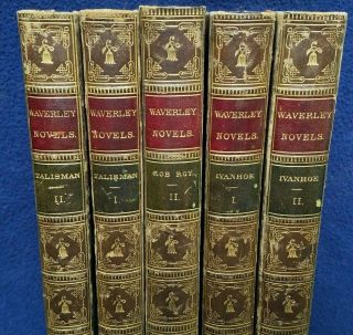 1864 Walter Scott Waverley Novels,  Set Of 5: Talisman,  Ivanhoe,  Rob Roy