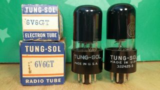 Matched Tung - Sol 6v6gt Nos Nib Black Glass 1950s Vacuum Tubes