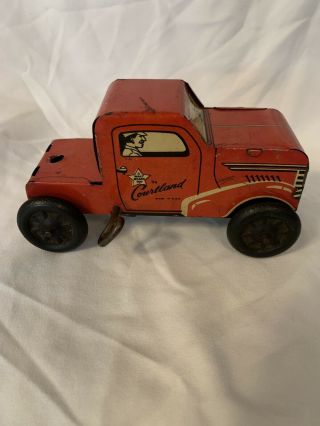 Vintage Walt Reach Courtland Usa Red Tin Toy Truck C Freight
