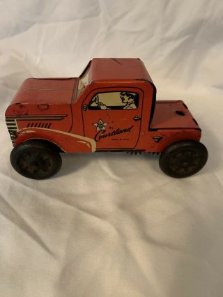 Vintage Walt Reach Courtland Usa Red Tin Toy Truck C Freight 3