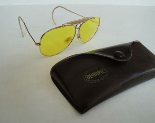 Vintage Yellow Lens Shooting / Sport Glasses With Case - Olympic