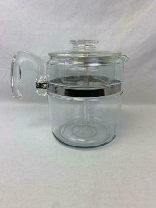 Vintage Pyrex Flameware 6 - 9 Cup Glass Stove Top Percolator Coffee Pot
