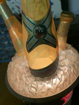 Miller High Life Beer 3 - D Bottle Ice Bucket Revolving Light Bar Display Vintage 8