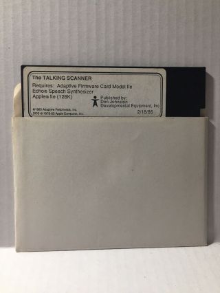 The Talking Scanner Apple Iie Macintosh Computer Program Disk Only Vintage 1986