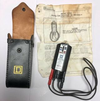 Square D Wigginton " Wiggy " Voltage Tester Leather Case Belt Slot 5008 Vtg 70s