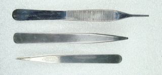 Vintage Dumont 3c Non - Magnetic Watchmakers Tweezers,  1 Pair Adson,  Other Forceps