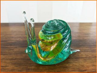 Vintage Large Salviati Murano Glass Snail Blown Heavy Cased Sommerso Paperweight