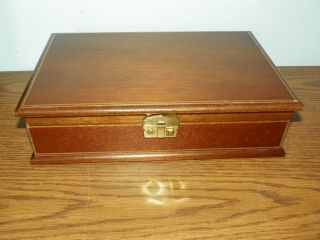 Vintage Solid Wood Divided Jewelry Box Made In Japan 12x8 "