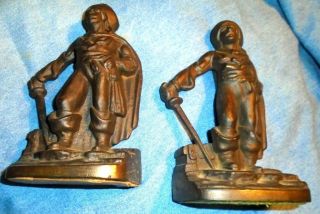 Set Of Vintage Heavy Cast Iron Pirate Bookends Details With Sword & Dagger