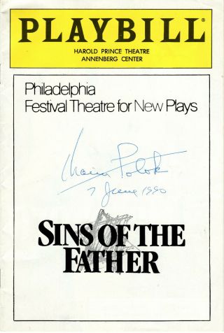 Chaim Potok Signed & Dated Playbill “sins Of The Father”