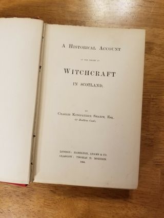 1884 A Historical Account Of The Belief In Witchcraft In Scotland Charles Sharpe