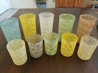 10 Vintage Color Craft Spaghetti String Drinking Glasses