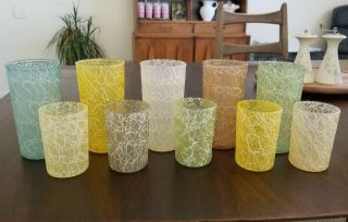 10 Vintage Color Craft Spaghetti String Drinking Glasses 2