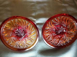 Vintage Amberina Multicolor Glass Candle Holders 4 