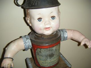 Ooak Creepy Baby Doll Metal Can Junk Creature Vintage Antique Custom Art