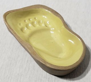 Vintage Pigeon Forge Pottery Bear Paw Foot Print Trinket Coin Dish Yellow Glaze