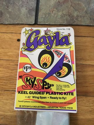 Gayla Sky Spy 42 " Kite Old Vintage 1975 1970 
