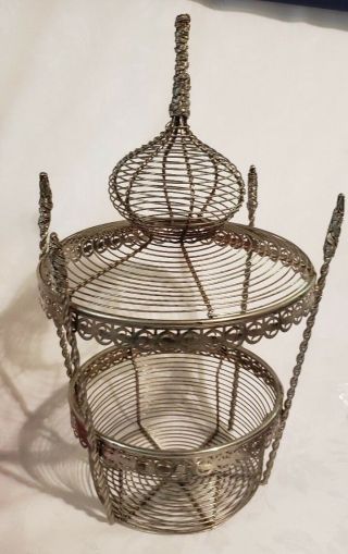 Vintage Wire Dome Jewelry Holder /basket 16 " Tall Base 6 1/2 " Widest Part 8.  1/2 "