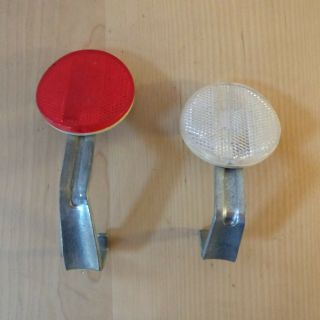 Vtg 1970s Cat Eye Rr - 250 - Wz Front & Rear Bicycle Reflectors Red White Japan