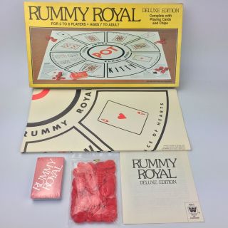 Vtg Whitman Rummy Royal Deluxe 1981 Card Game Small Chips - Complete