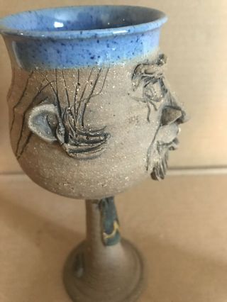Vintage David L Davis Pottery Goblet Face With Tie 8
