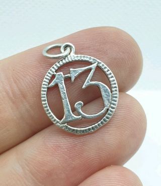 Vintage Number 13 Thirteen Solid Silver Bracelet Charm Necklace Pendant Lucky