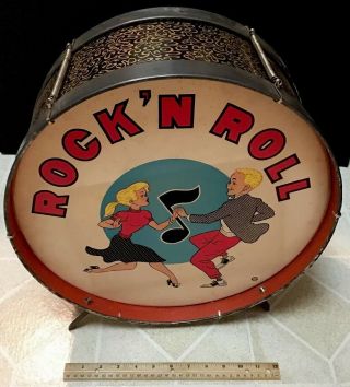 Vintage “ohio Arts” Rock - N - Roll Tin Toy Drum Set - For Display Or Parts.