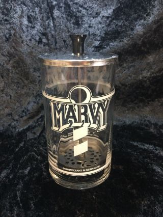 Vintage Marvy Number 6 Barber Disinfectant Germicide Sanitizer Glass Jar