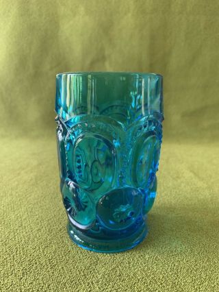 Vintage L.  E.  Smith " Moon And Stars " Blue Water Glasses - Set Of 13