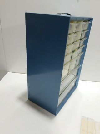 Vintage AKRO - MILS 17 drawer BLUE Metal organizer / Bin /Storage - Handle 4
