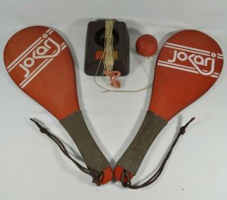 Old Vintage Jokari Set Complete With 2 - Paddles & Base
