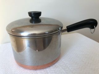 Vtg Revere Ware 1801 3 Qt Quart Pot Sauce Pan Copper Bottom Clinton,  Ill 86 Euc