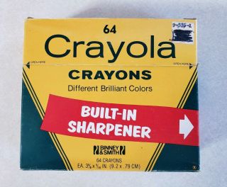 Vtg 80s Big Box 64 Crayola Crayons W/ Built In Sharpener Binney & Smith Usa 1985