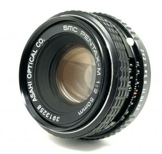 Vintage Asahi Opt.  Co.  Smc Pentax - M 1:2 50mm Pk Mount Camera Lens