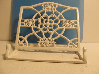 Vintage White Cast Iron Cook Book Display Stand Holder Rack