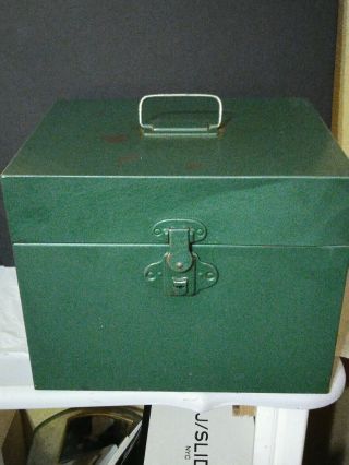 Vintage Metal Storage File Box Green Document Big.  No Key