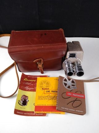 Vintage Revere B63 8mm Movie Film Camera 3 Lenses Wollensak Estate